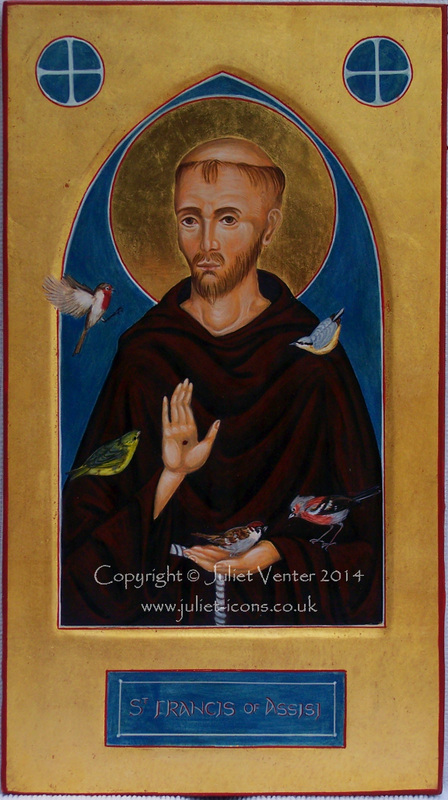 Icon St Francis and English Birds Juliet Venter 2013