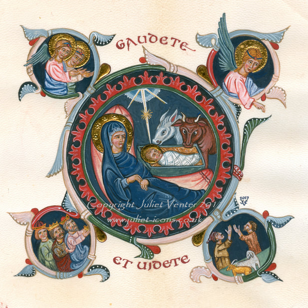 Nativity icon on vellum Juliet Venter 2018
